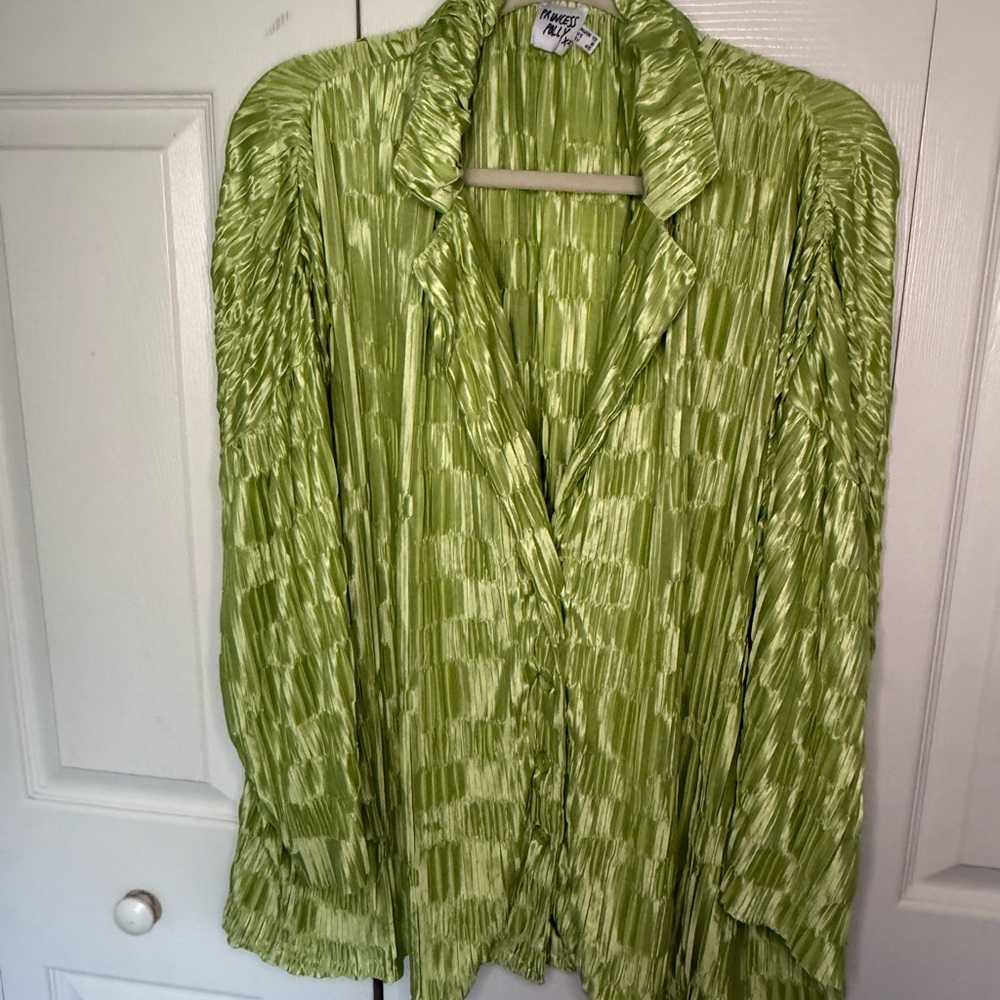 Princess Polly Lime Green Pleated Blouse & Pant Set